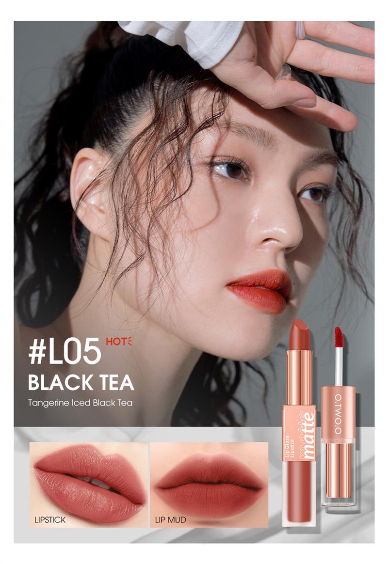 Product Introduction of 【COD】O.TW O.O 2-in-1 Soft Mist Double Sided Lip Mud Lipstick Waterproof Non Stick Cup Non Graduated Cup Velvet Mist Lipstick 22