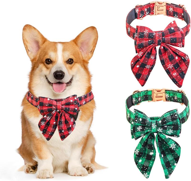 Christmas dog collar with bow best sale