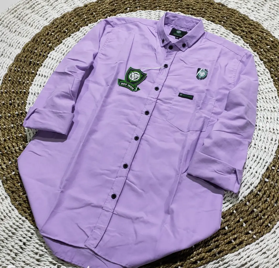 KEMEJA PRIA POLOS LENGAN PANJANG WARNA LILAC CASUAL DISTRO QUALITY