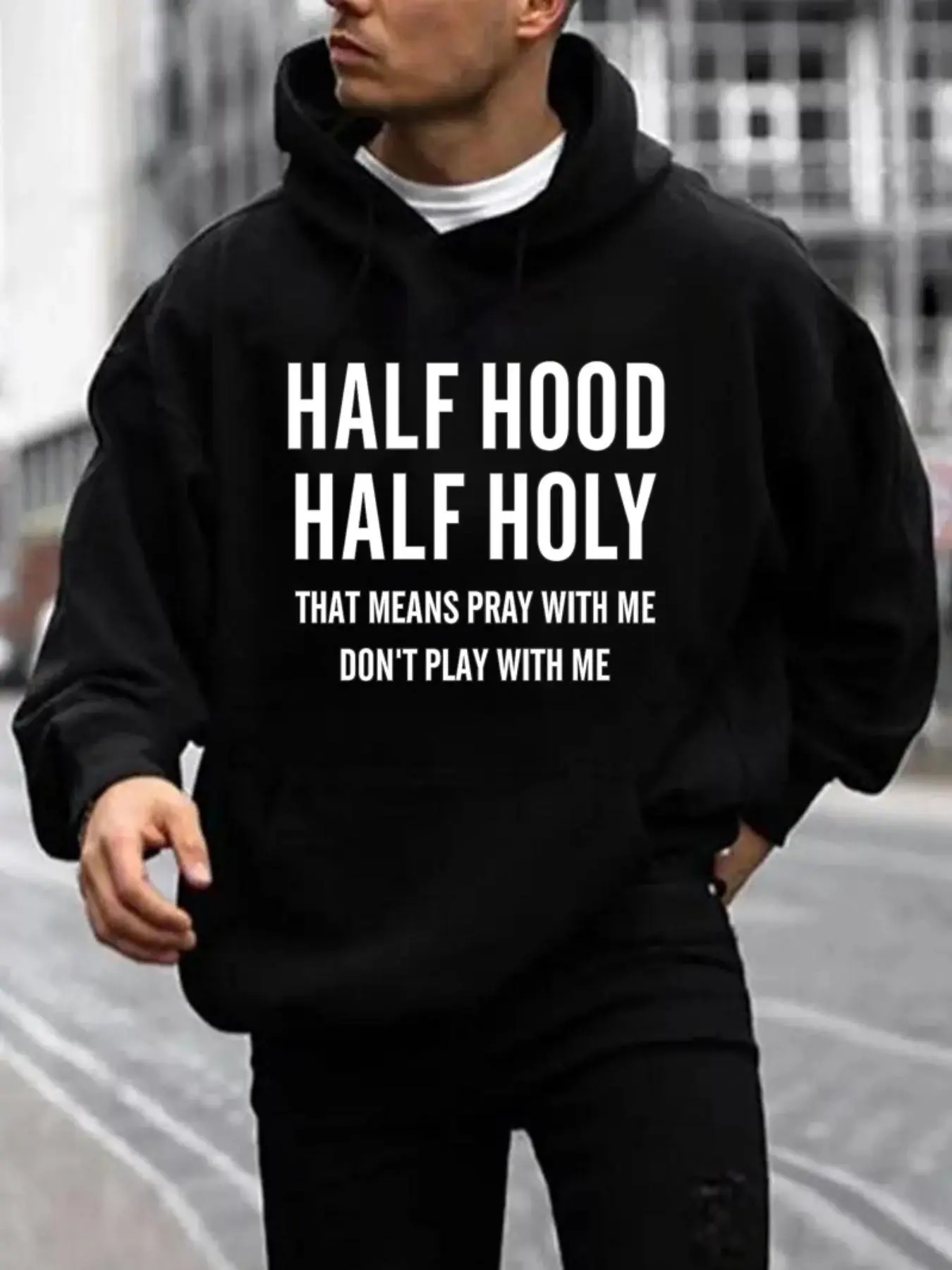 Men's Letter Print Drop Shoulder Hoodie, Fashion Regular Fit Drawstring Pocket Hooded Sweatshirt, Men Pullover Tops, Drippy Outfits Going Out Outfit