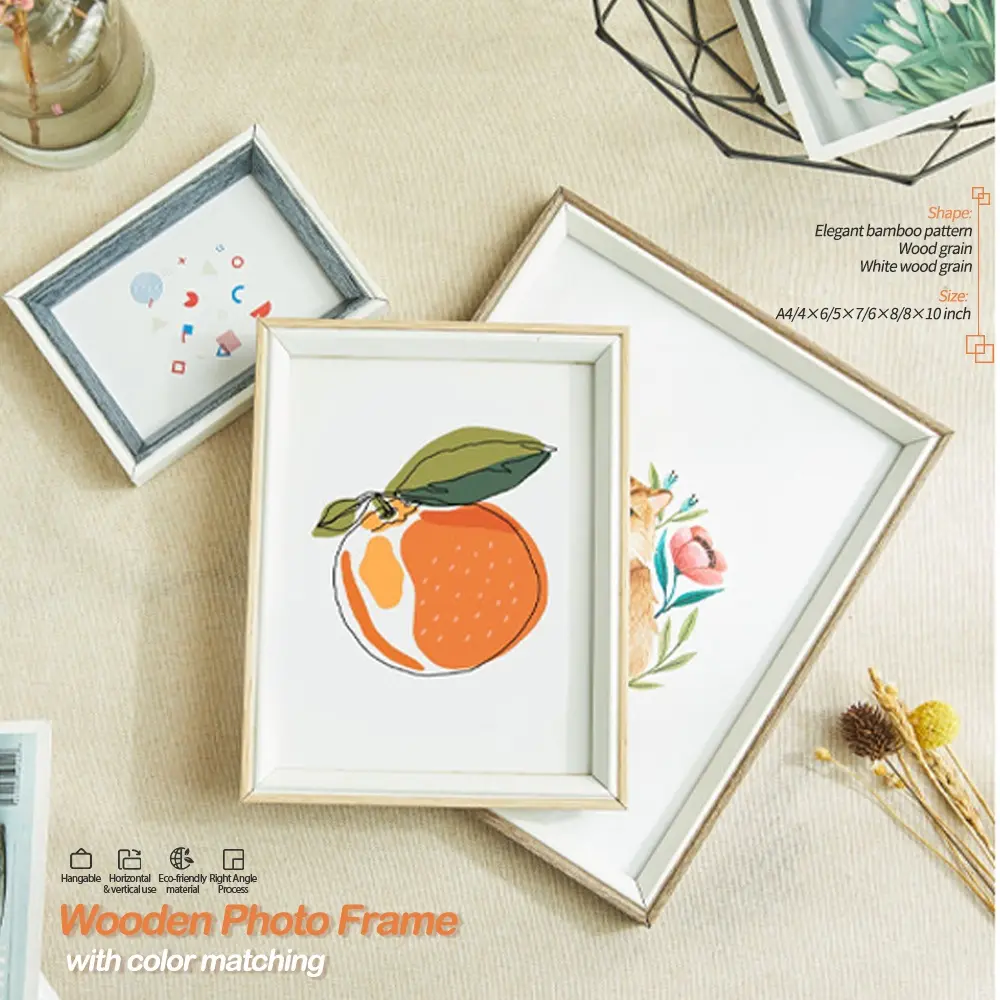 Wooden Photo Frame Home Decor Fashion Art Picture Frame Wall Decor Frame A4/4*6/5*7/A5/8*10inch