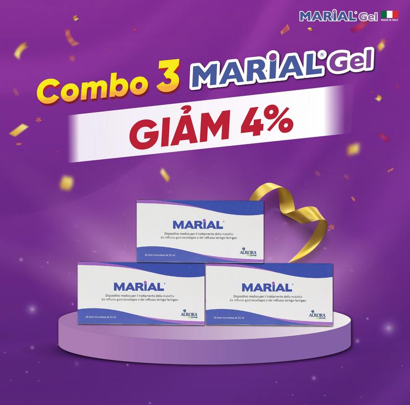 [Combo 3 hộp giảm 4%] Marial Gel – Chống trào ngược dạ dày thực quản, họng thanh quản ( Hộp 20 gói x15ml )