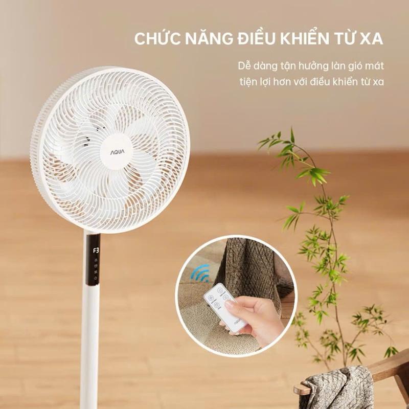 Quạt cây đứng Aqua FED3501R/FED3502R  thân quạt máy cảm ứng, điều khiển từ xa, hẹn giờ 12 tiếng, thu dài ngắn