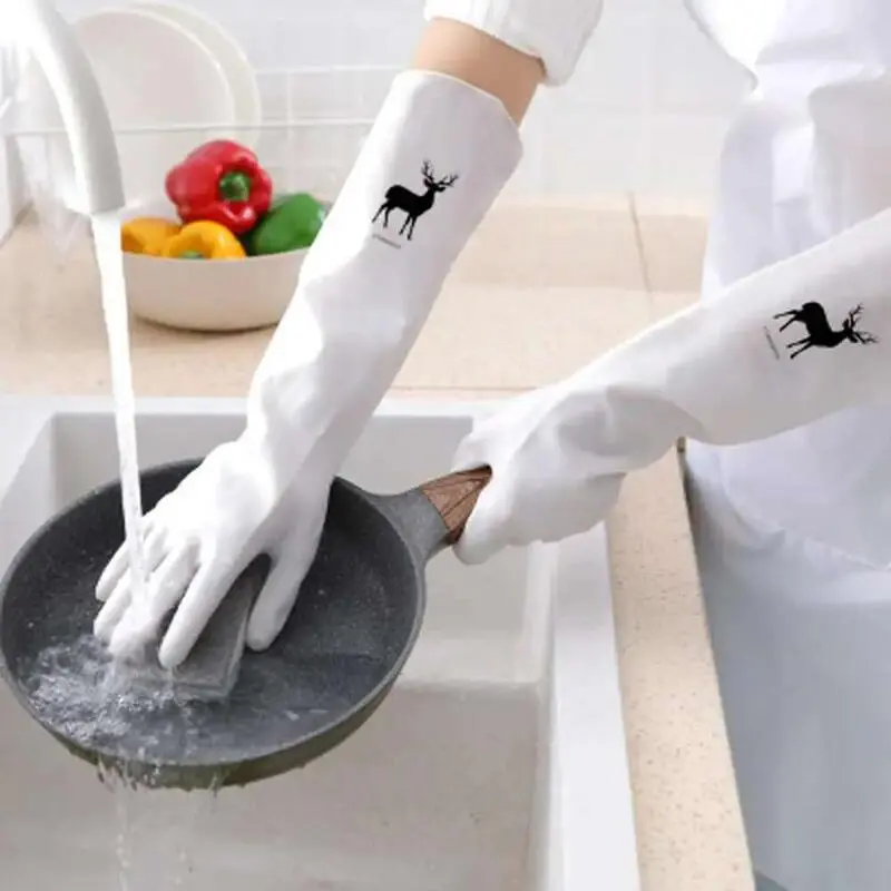 Female waterproof rubber latex gloves kitchen durable cleaning housework chores dishwashing tools