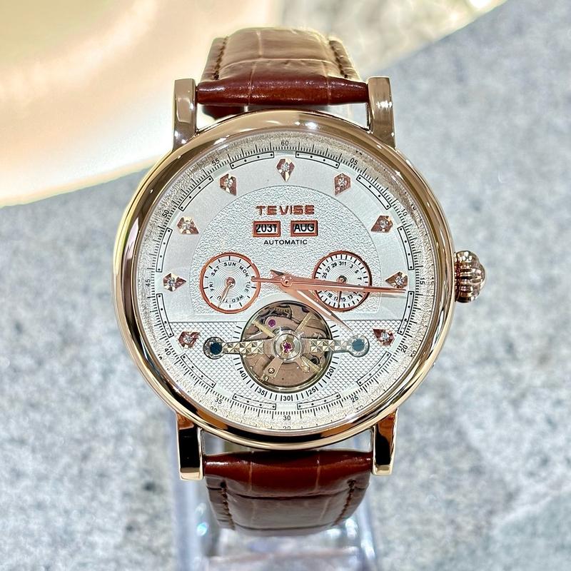 Đồng Hồ Cơ Nam TEVISE Năm Bộ Máy Độc Lập Bốn Bộ Lịch Đẳng Cấp Phong Cách Doanh Nhân Thụy Sĩ Size 44mm Đeo Tay Watch