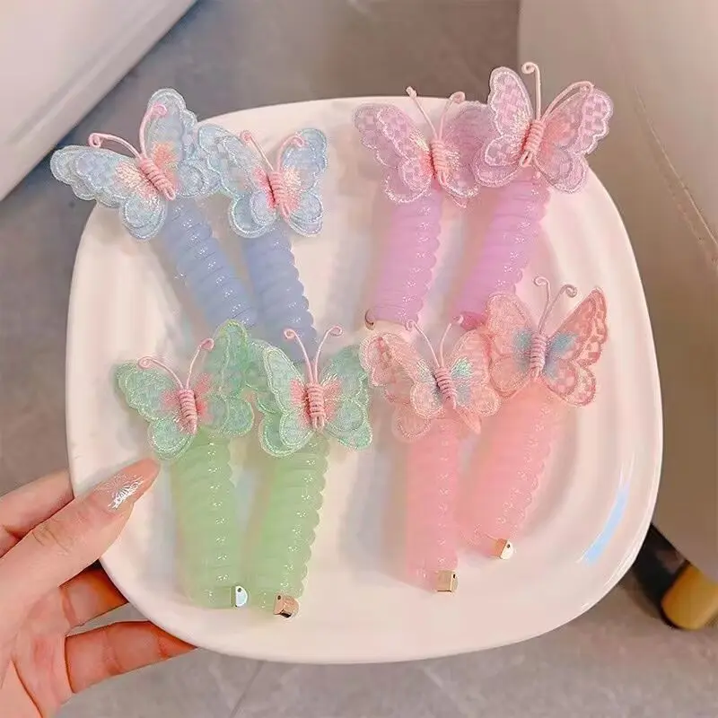 Dây Buộc Tóc Hoạt Hình, Thiết Kế Hình Bướm, Dành Cho Trẻ Em, Phong Cách Băng Đô Ngọt Ngào Dây Buộc Tóc Nữ, Bền, Đẹp Mắt, Thích Hợp Cho Tóc Xoăn, Có Thể Dùng Làm Tóc Đuôi Ngựa Hàng Mới Về
