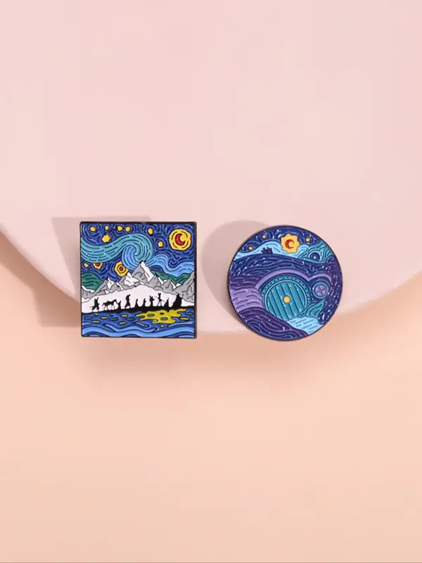 Creative Starry Sky Pattern Brooch, Cute Cartoon Badge for Daily Clothing Decor, Trendy All-match & Exquisite Brooch for Birthday Gift 2