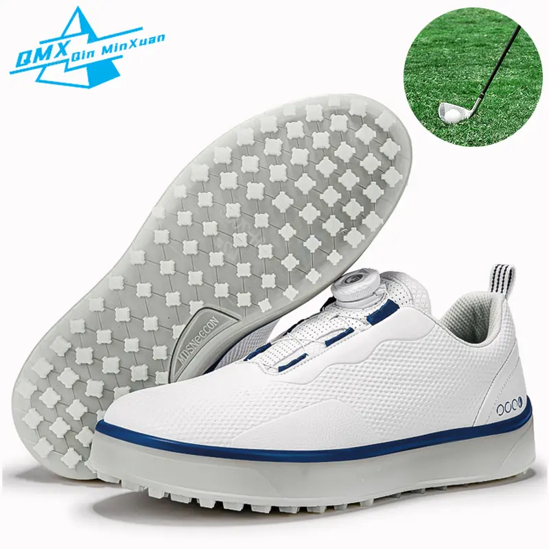 Business Leisure Golf Shoes Board Shoes Men's White Waterproof  Rotating Buckle Fitness Spikeless Non Slip Golf Golfer Training Golf Sneakers Women