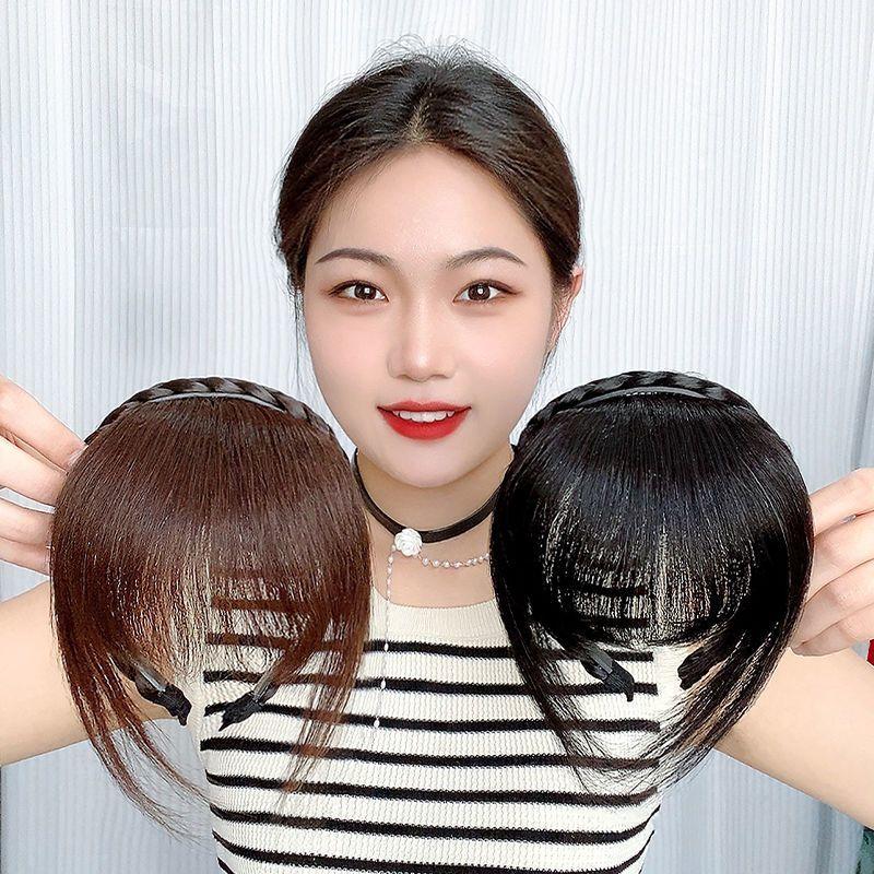 Product Introduction of Bộ Tóc Giả, Dành Cho Nữ Trung Niên, Tóc Giả Một Mảnh, Tóc Mái Che Tóc Màu Xám, Rèm Trán, Tóc Mái Con, Tóc Giả, Với Băng Đô Tóc, Thích Hợp Để Che Tóc Mái Wig 1