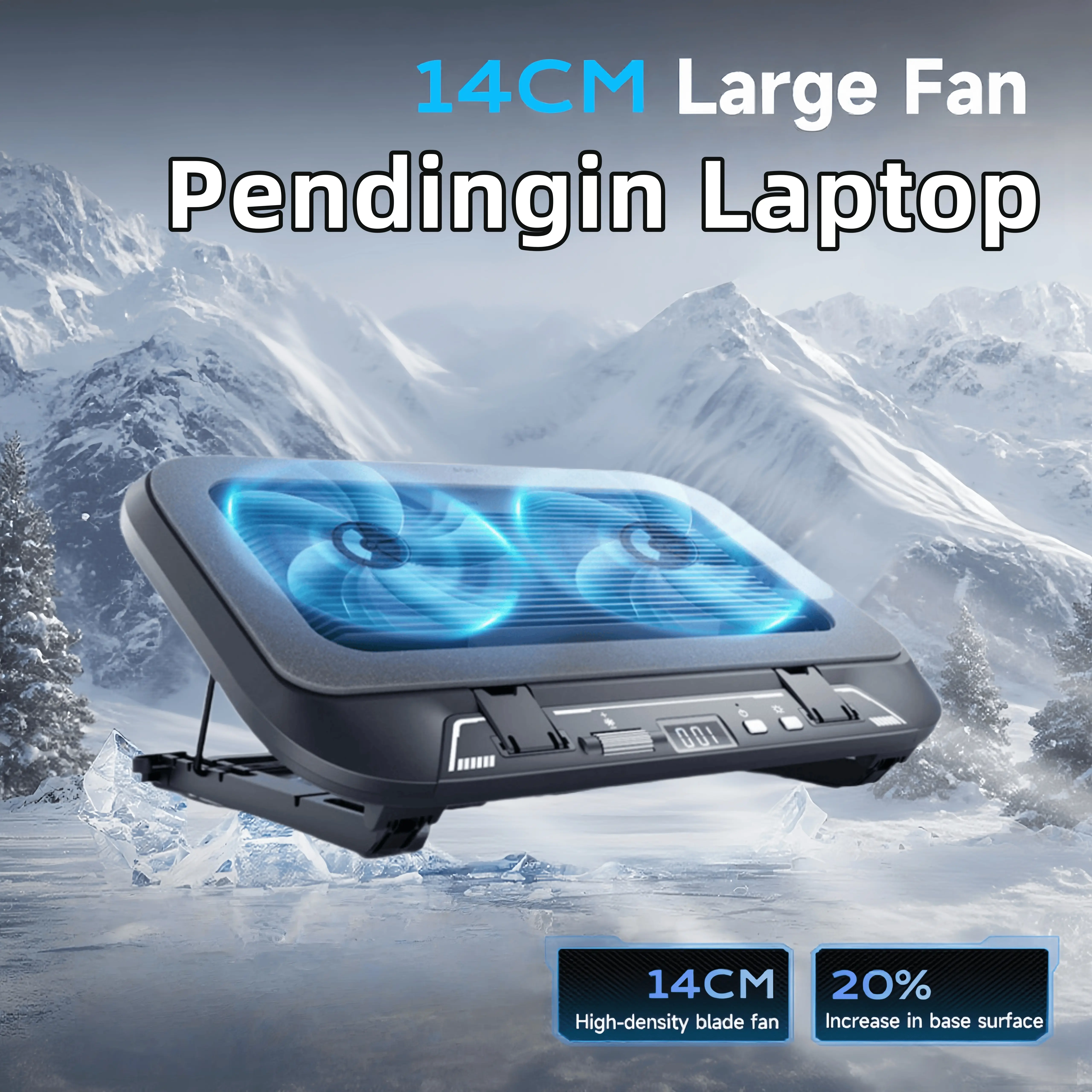 Onkac Llano V21 Dual-fan Laptop Cooler with RGB Light Pendingin Laptop Kipas Ganda with 14CM Large Fan Silent Operation USB Charging Cooling Pad for 14-17.3inch