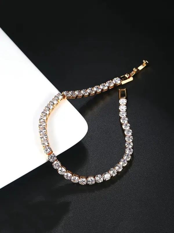 Men's Street Trend Rhinestone Decor Chain Bracelet, Trendy Exquisite Hip Hop Matching Bracelet, Chic Iced out Jewelry As Gift for Men 7