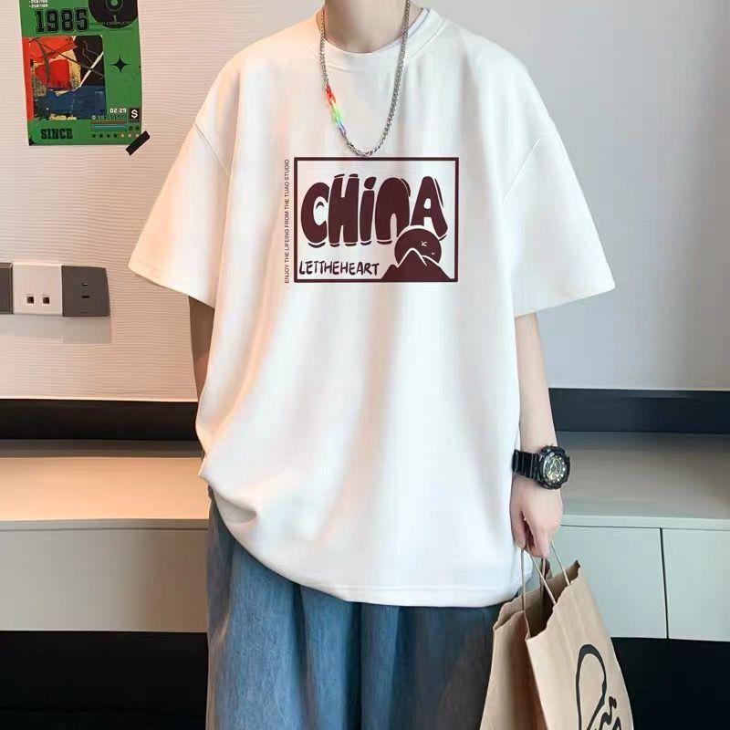 Product Introduction of [Store Hot Sale] European and American High Street Short-Sleeved Men's Summer Ins Fashion Brand Retro T-shirt Men's Design Sense Niche Fashion Loose All-Matching Clothes 7