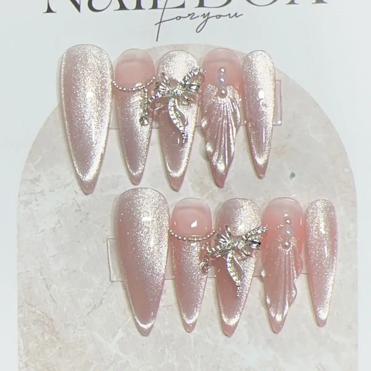 (T-34) nail book thiết kế chichi nail nền thạch hồng đẩy mắt mèo siêu xinh