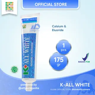 Pasta Gigi K-All White Toothpaste 175 gr BPOM Menyegarkan Nafas & Menjadikan Mulut Terasa Bersih Segar Original K Link Official Store K-Link Original Store Attauri