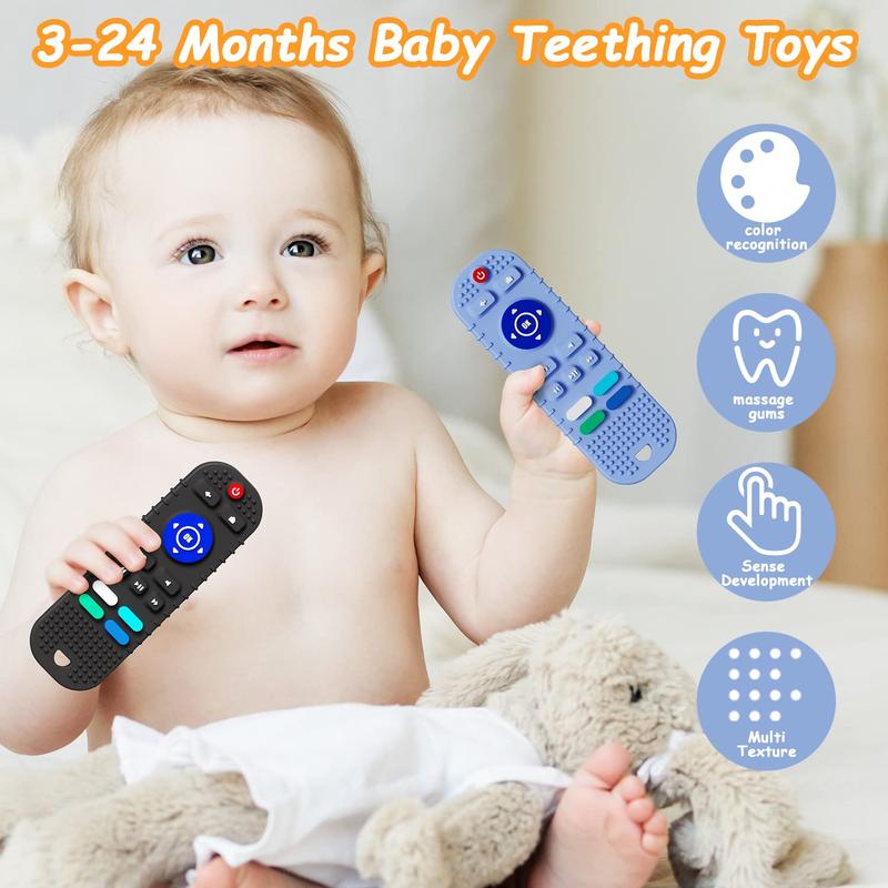 Product Introduction of New remote control baby teether, baby food grade silicone teether, anti-eating hand grinding baby teether pacifier  teeth 4