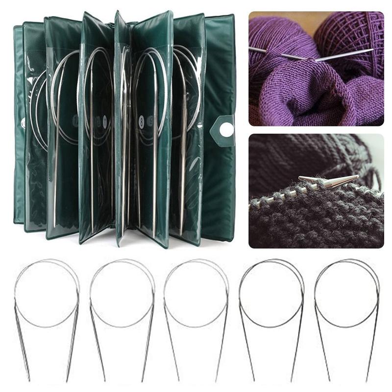 Product Introduction of New Stainless Steel Circular Knitting Needles 43/65/80/100/120cm DIY Crafts Crochet Hook Needlework Weaving Knitting Tools Household 6