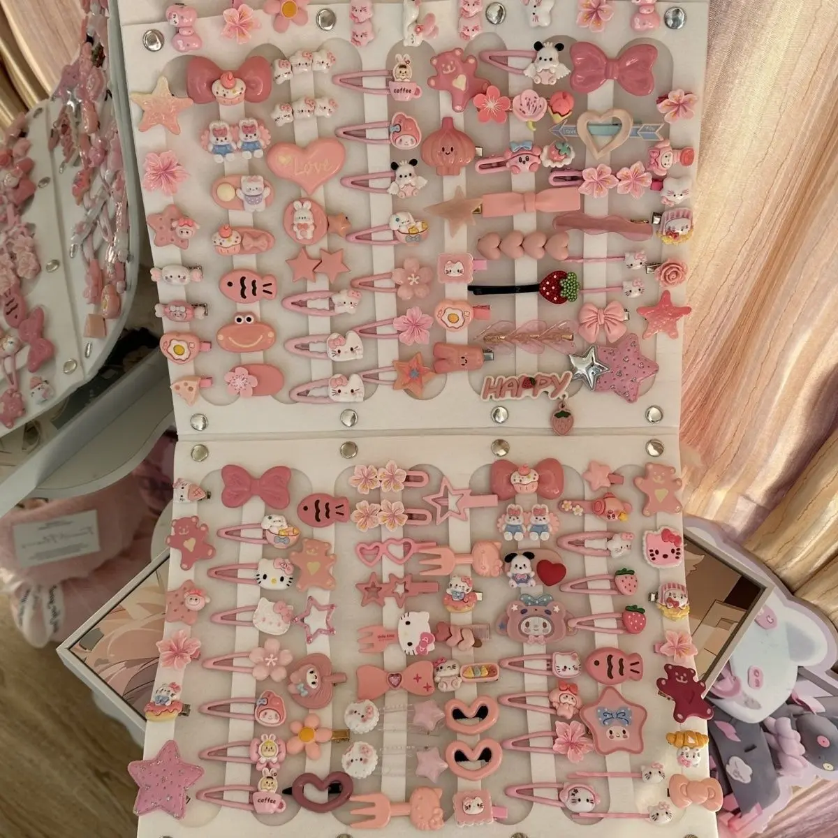 Kẹp Tóc, Dễ Thương Và Nữ Tính, Màu Hồng, Bộ 30, Kẹp Tóc, Phong Cách Ngọt Ngào Và Nữ Tính, Kẹp Tóc Mái, Kiểu Hoạt Hình Nhật Bản, Kết Hợp cài tóc