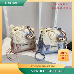 Beg Gadis Comel, Rekaan Niche, Beg Wanita, Ketibaan Baru 2025, Gaya Korea, Beg Bahu Tunggal dan Selempang, Reka Bentuk Blok Warna Comel, Beg Persegi Kecil ivette  woven  bag  charles and keith gift  for  love Crossbody Hati bags of tiktok oryana  bag  wal