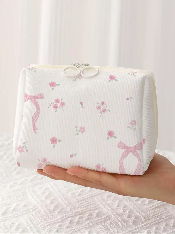 Random Bow Pattern Makeup Bag, Lightweight Multi-functional Fashion Casual Makeup Bag, Travel Makeup Bag, Suitable for Leisure Travel, Business Trips 6
