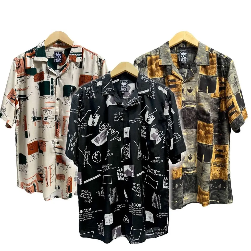 Kemeja Vintage Pria Baju Hawai Rayon Motif Kekinian Distro