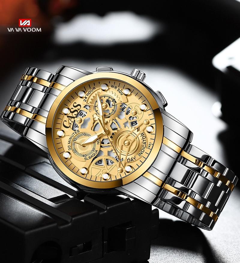 Product Introduction of JAM TANGAN PRIA IMPORT 2024 NEW CASS MEN'S WATCH FASHION HOLLOW BUSINESS WATCH TREN WATERPROOF NIGHT LIGHT LUMINOUS QUARTZ QUARTZ SEGOOD WATCHES 9