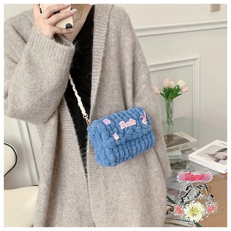 Túi tự đan Barbie nhung tròn cute đầy đủ phụ kiện (có hướng dẫn)