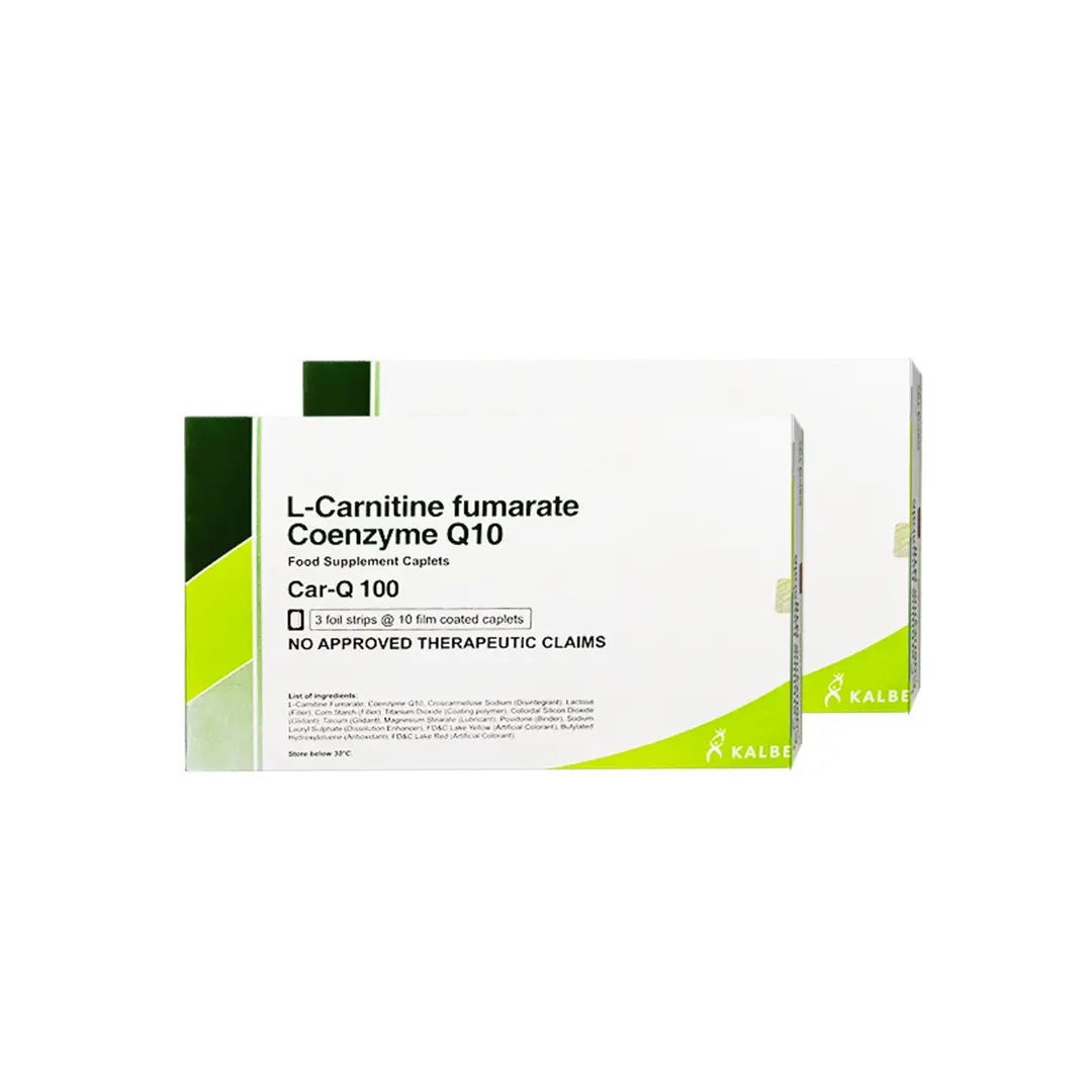 L-Carnitine 500mg + Coenzyme Q10 100mg Car Q 2 x 30 Capsule ( Edible  Dietary)