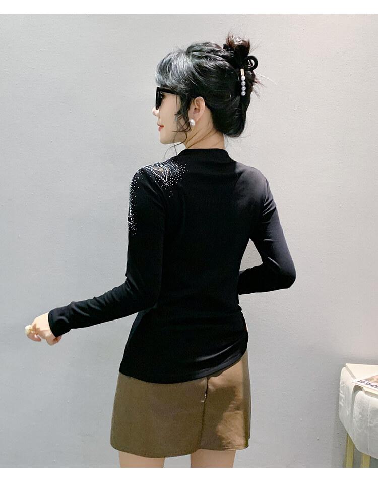 Product Introduction of Áo Sơ Mi Cơ Sở Cotton, Phong Cách Châu Âu, Dài Tay, Cổ Tròn, Thiết Kế khoét Ren Và Kim Cương Giả Màu Đỏ, Thời Trang, Thích Hợp Cho Mùa Xuân Và Mùa Hè, Áo Thun Nữ Đẹp, DL, Xu Hướng 2025 13