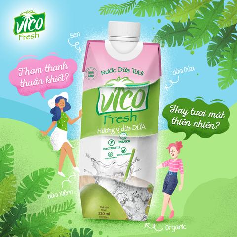 Combo 6 Hộp Nước Dừa Vico Fresh 330ml - 3 Tắc, 3 Xiêm 2