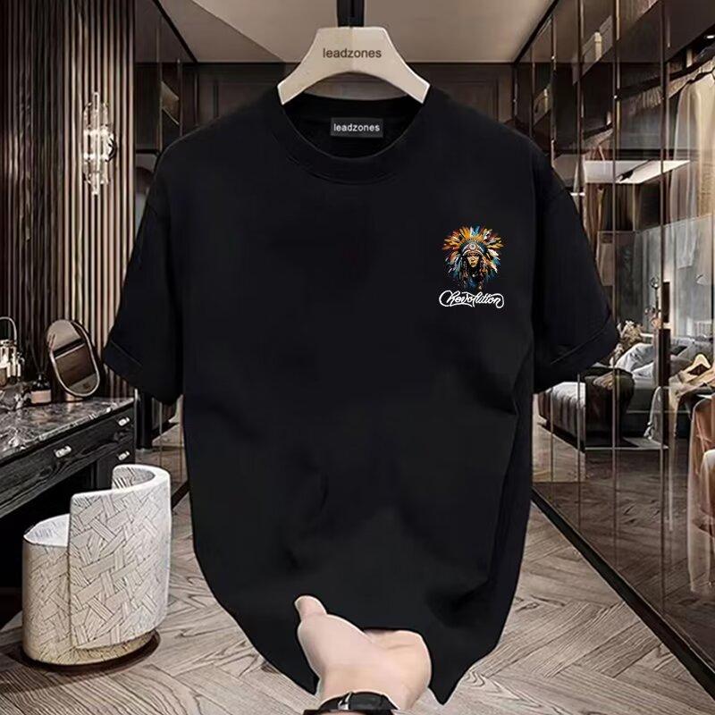 Product Introduction of Áo Thun Nam Ngắn Tay Cổ Tròn, Chất Liệu Cotton Nguyên Chất 250gsm, Phong Cách Hàn Quốc Mùa Hè, Áo Đơn Giản Hợp Xu hướng Dáng Rộng Và Dễ Phối Đồ, Thương Hiệu Hợp Xu Hướng Dáng Rộng Thường Ngày 2