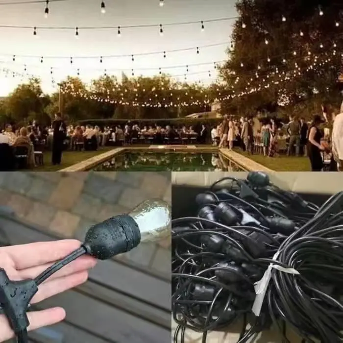 Kabel Fitting Outdoor 10Meter 20 Fitting Gantung Lampu Cafe (Belum Termasuk Lampu) 4