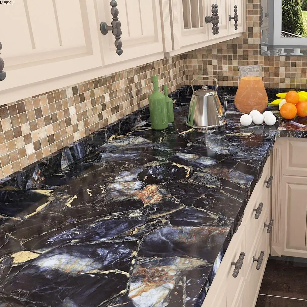 Multicolor Moisture-proof Durable Oil Proof Room Decoration PVC Cabinet Bathroom Kitchen Marble Decorative Films Decal Wallpaper Wall Stickers