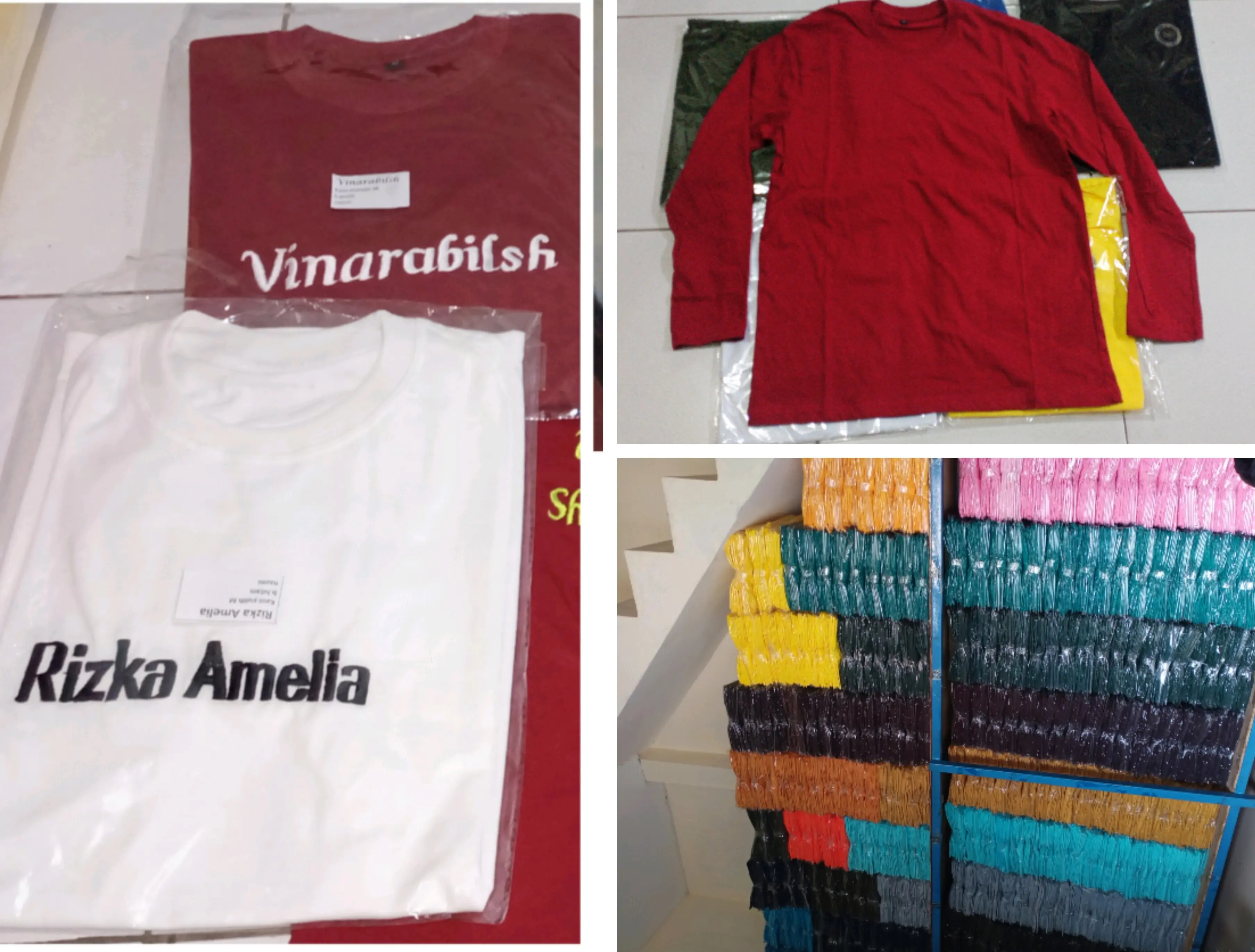 Kaos Dewasa lengan panjang Free Bordir Nama sendiri Biru Hijau
