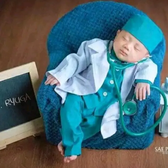 Kostum Bayi Newborn Baju Nakes // Seragam Baju Dokter Anak // Kostum Bayi Newborn Anak // Kostum Viral Katun