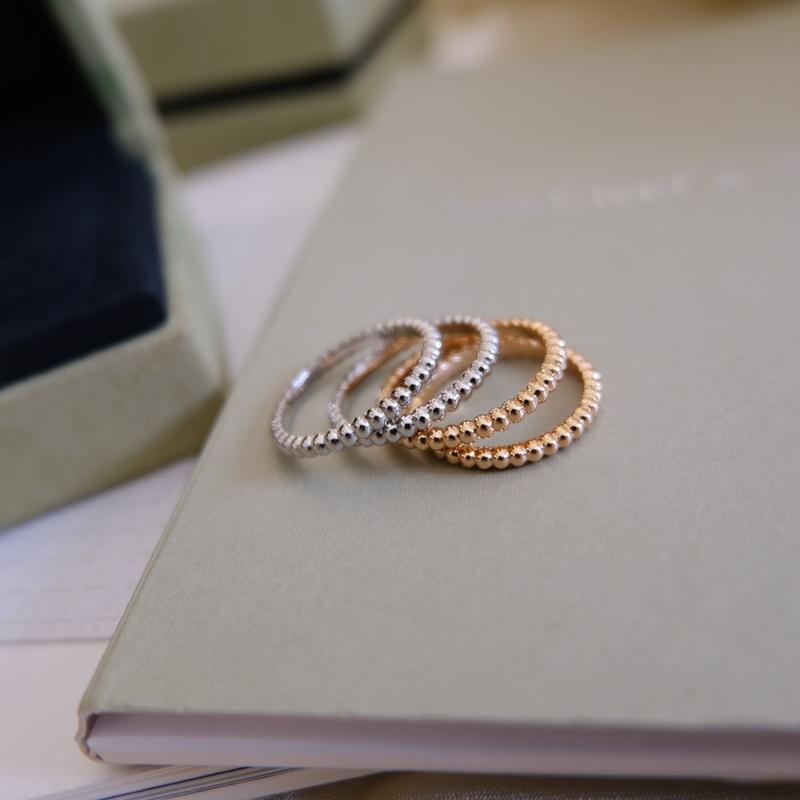Nhẫn Hạt, Phiên Bản Cao, Dành Cho Nữ, Mạ Vàng Hồng 18K, CNC Chạm Khắc, Nhẫn Hạt Tròn Đôi, Trang Sức Tay, Tháng Mười Một 3