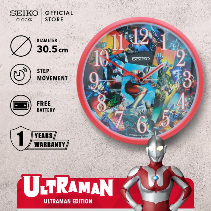 Gambar Jam Dinding Seiko Clocks Jam Bulat QHA902 / QHA902Q 30.5cm Edisi Ultraman Red Case dari SEIKO Clocks Kota Administrasi Jakarta Barat Tokopedia