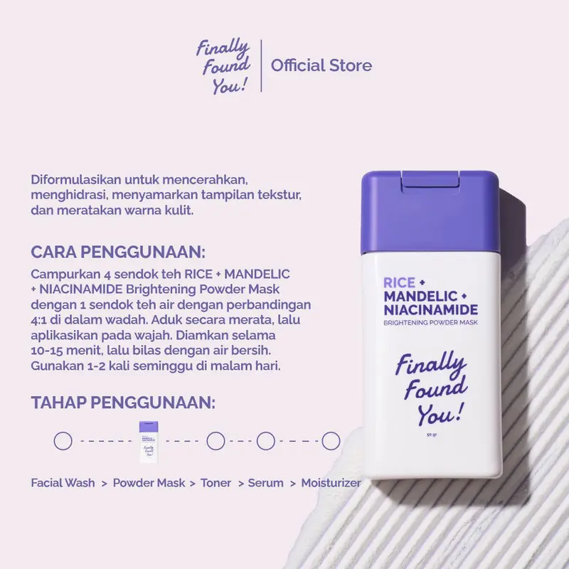 [SUPER BRAND FESTIVAL] Finally Found You! BUNDLE 2PCS: RICE + MANDELIC + NIACINAMIDE Brightening Powder Mask 50gr + RICE UP! Bright & Smooth Peel Off Mask 50gr 4