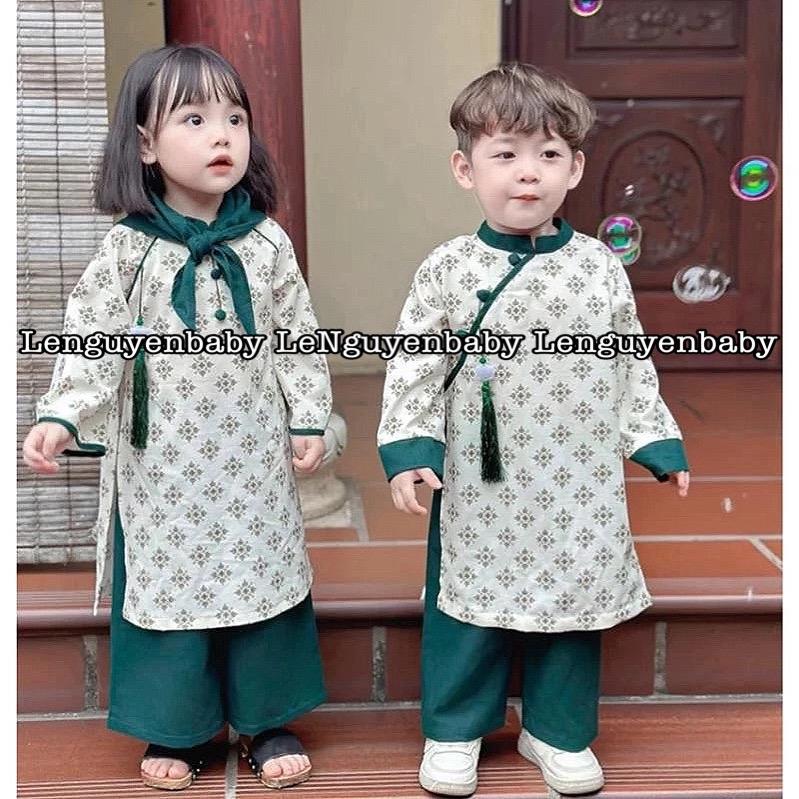 LeNguyenBaby - Áo dài kèm quần cho bé - Áo dài Ngọc Phúc Chất Lụa mềm mại mặc dịp tết nguyên đán
