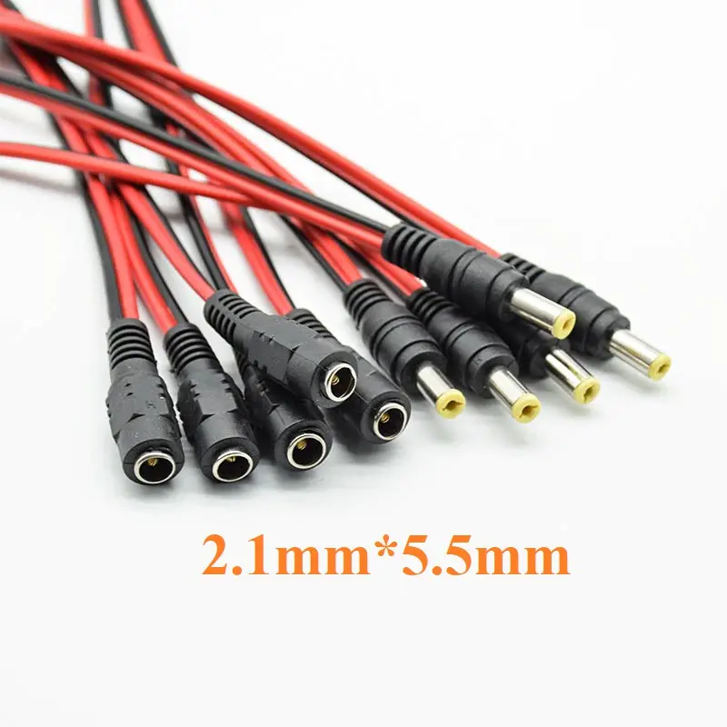 Đầu Nguồn DC 5.5*2.1mm đầu đực và đầu cái dài 25cm, đấu nối dây cấp nguồn camera modem mạng