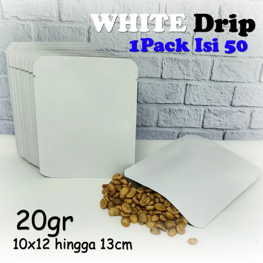 (50 pcs) Kemasan Sachet Kopi untuk Drip Bag Coffee Warna Putih