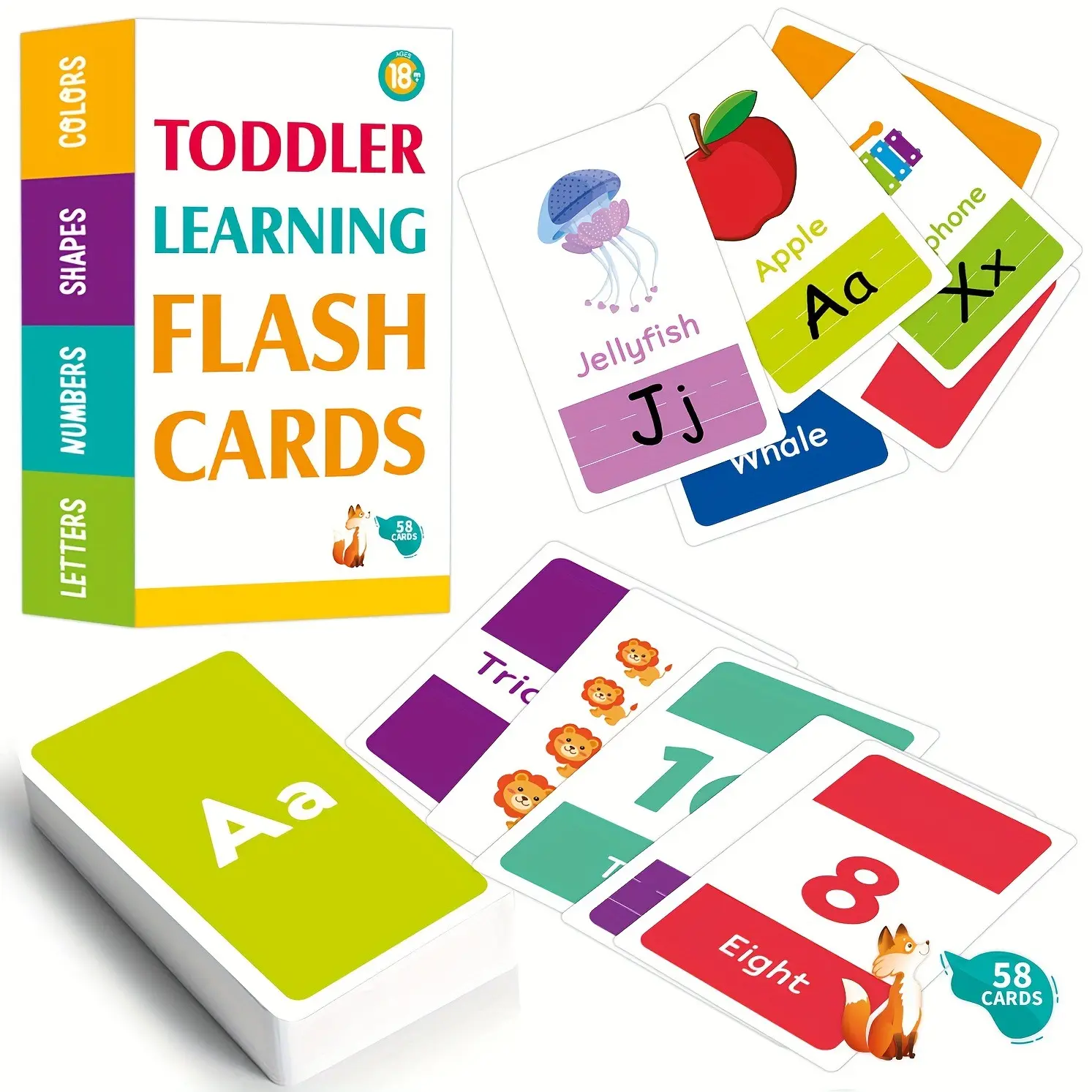 Alphabet Card 2-4 Years Old Children Early Childhood Flash Card Learning Number Color Shape Animal ABC English Cognitive Card
