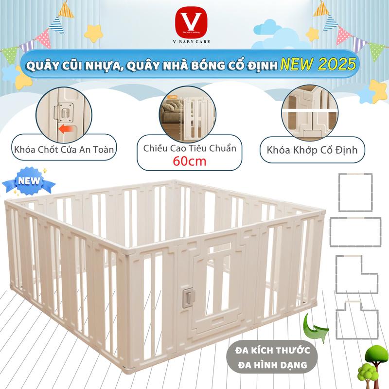 Quây Cũi Nhựa , Quây Nhà Banh Nhựa Cố Định Cho Bé V-Baby 2025 Quây Đồ Chơi Cho Bé
