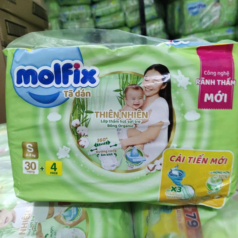 Combo tã dán Molfix thiên nhiên XS44, S34, M30, L27 tã dán Molfix đủ size Bỉm dán