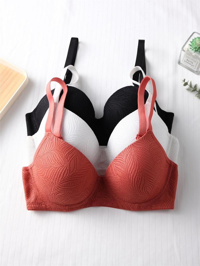 Product Introduction of Women's Leaf Pattern Underwire Bra, Breathable Comfortable Push Up Bra, Soft Lingerie for All Seasons 5