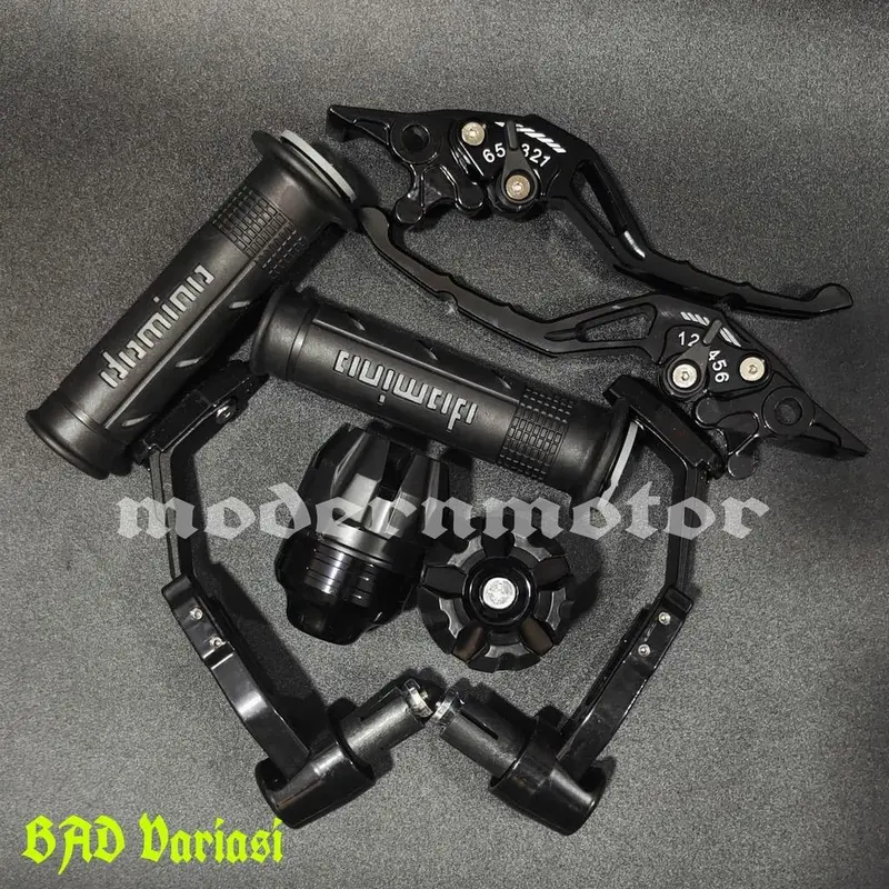 paket hemat 4 in1 Handle sisik CNC Stelan + Handgrip Dominoo + Proguard robot + Jalu as jumbo Outdoor 3