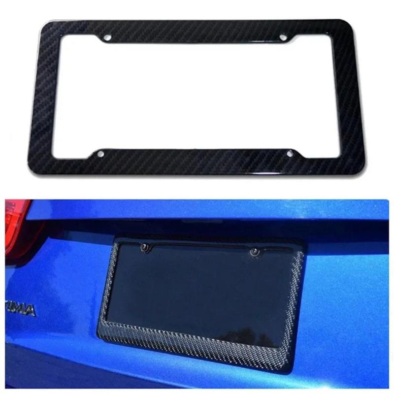 Product Introduction of COD FREE Shipping for Front Rear Black Carbon Bracket W/ Screws,Universal American License Plate Frame Auto AccessoryFiber Number  TAG Cover 14