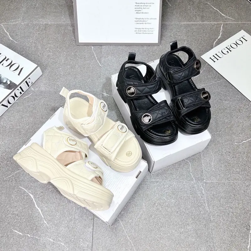dép sandal nữ 2 quai dán trần trám. đế cao 5cm DéP GiàY Shoes 3