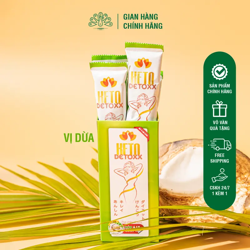 20 Hộp KetoDetoxx + Nhiều QUÀ - Thay thế bữa ăn - Sữa tách béo và các vitamin và khoáng chất - 4 vị Cacao/ Cafe/ Vani/ Dừa 5