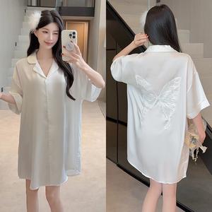 Pakaian Tidur Musim Panas, Untuk Wanita, 2025, Bahan Sutera Ais, Tanpa Lengan, Lapel Kardigan, Gaya Seksi dan Manis, Baju Tidur Panjang, Pakaian Ruang Tidur Selesa, Sesuai untuk Cuaca Panas, Sesuai untuk Relaksasi Dalaman dan Malam Musim Panas