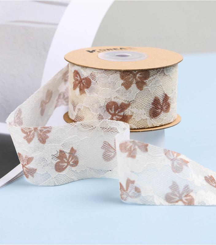 Product Introduction of 10 Yards Lace Embroidery Accessories Bow Webbing Flower Shop Packaging Floral Ribbon for DIY Cloth Wedding 8